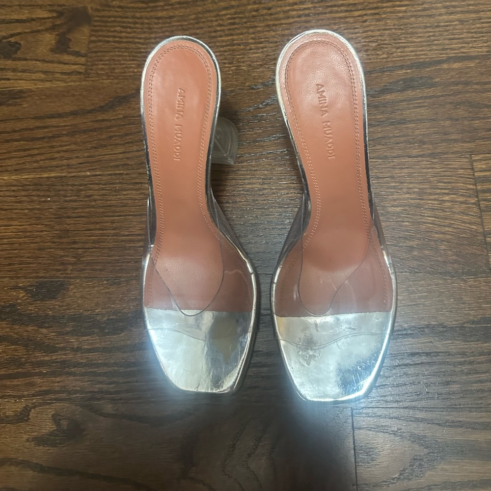 Amina Muaddi mules pvc